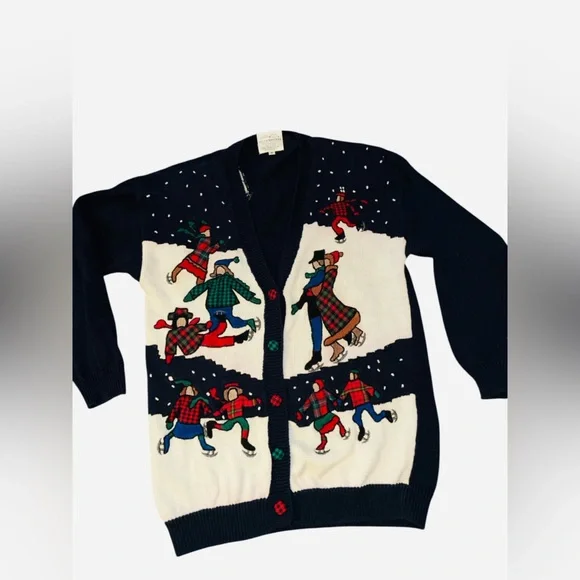 Susan Bristol vintage 1992 Christmas Cardigan Size S - Picture 2 of 6